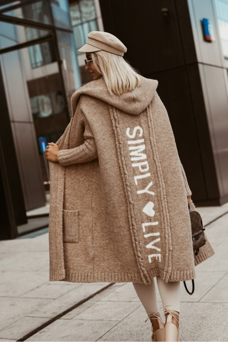 R&B | Langer cardigan mit Kapuze für Damen