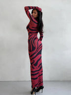 Sexy Leopard-Maxikleid mit hohem Bund
