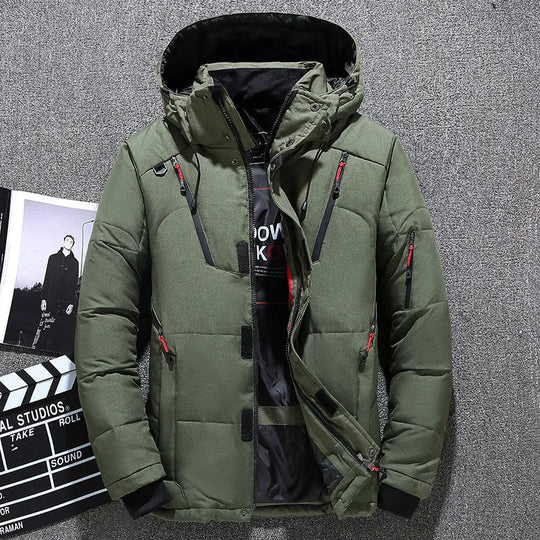 R&B | Herren-Winterjacke - Warme, Schlanke Daunenjacke mit Kapuze