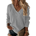 R&B | Übergröße V-Ausschnitt Strickpullover für Frauen