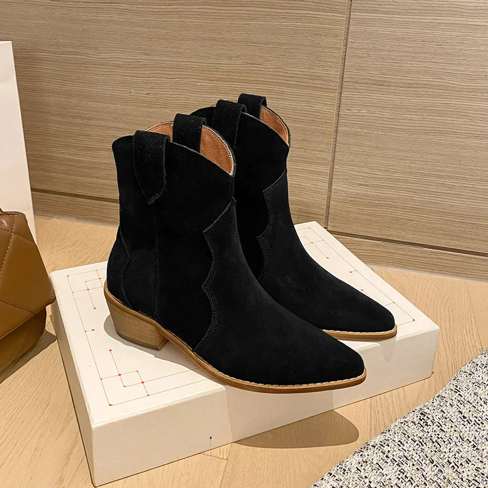 R&B | Rindsleder Damen Wildleder Damen Stiefel mit Absatz
