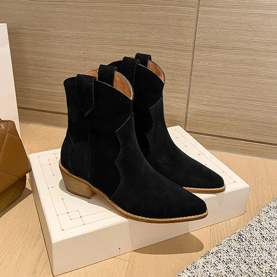 R&B | Rindsleder Damen Wildleder Damen Stiefel mit Absatz