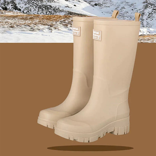 R&B | Damen Chelsea wasserdichte Stiefel mit Blockabsatz & gemusterter Sohle