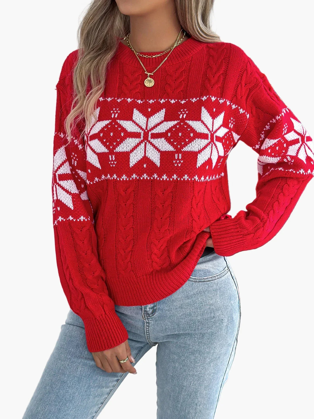R&B | Winterpullover mit Norwegermuster - Gemütlicher Strickpullover für Weihnachten & Alltag
