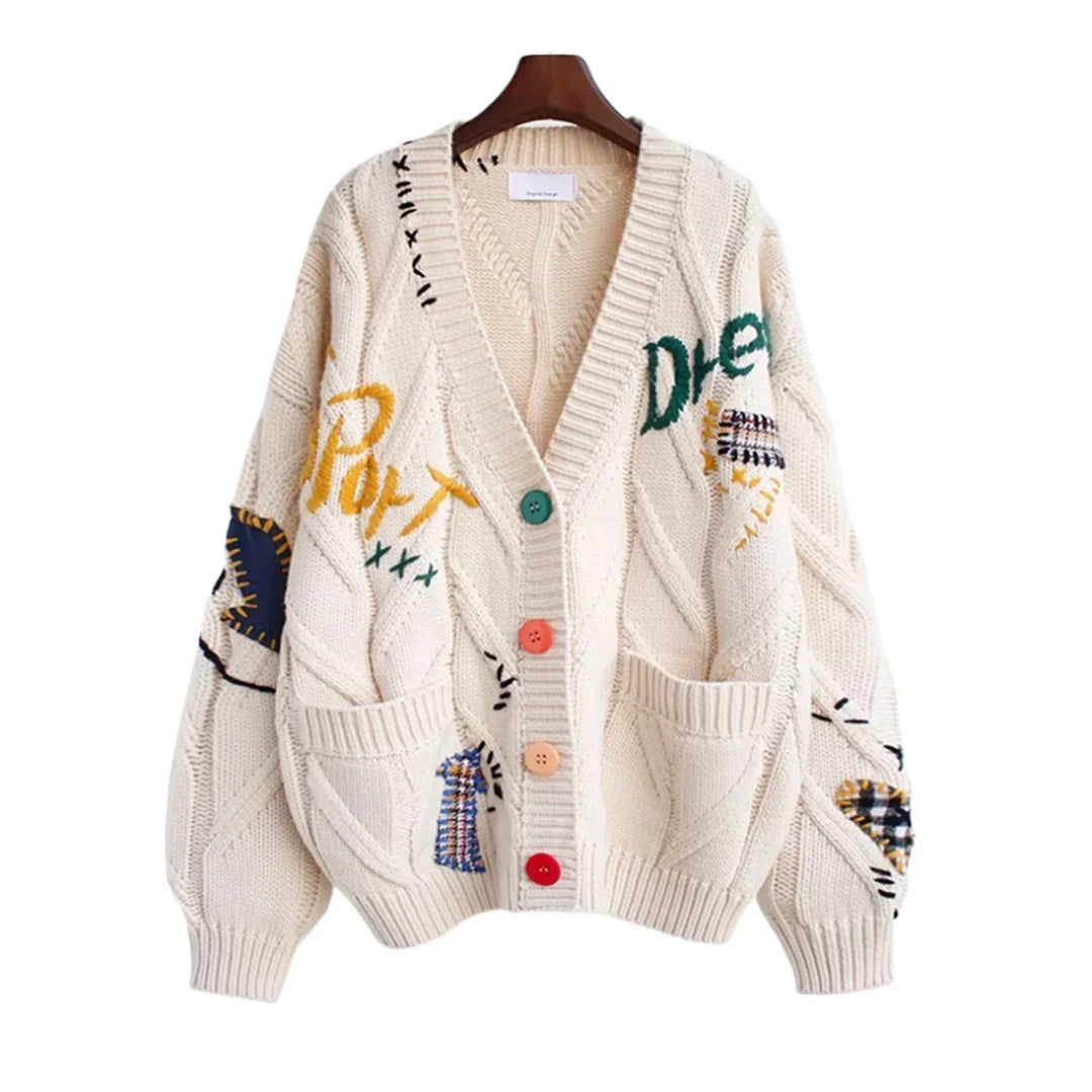 R&B | Patchwork Bestickte Strickjacke