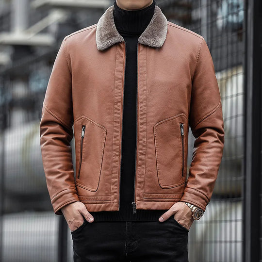R&B | Leder Herrenjacke mit Kragen