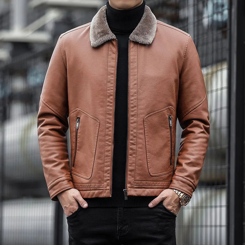 R&B | Lederjacke mit Kragen - Leon