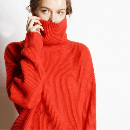 R&B | Oversized Stil Rollkragenpullover für Freizeit und Büro