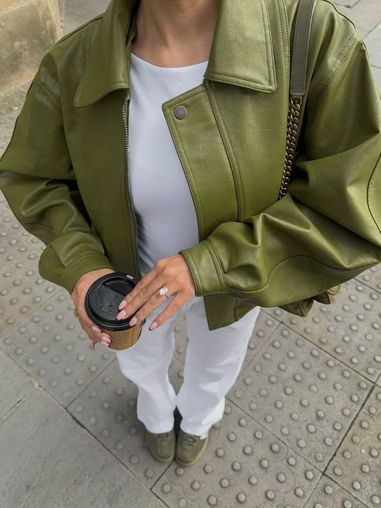 R&B | Trendy Übergröße PU-Lederjacke