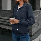 R&B | Damen Kapuze Wasserdichter Trenchcoat Langarm