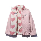 R&B | Wendbarer Herz-Druckmantel mit plüschigem Fleece-Futter