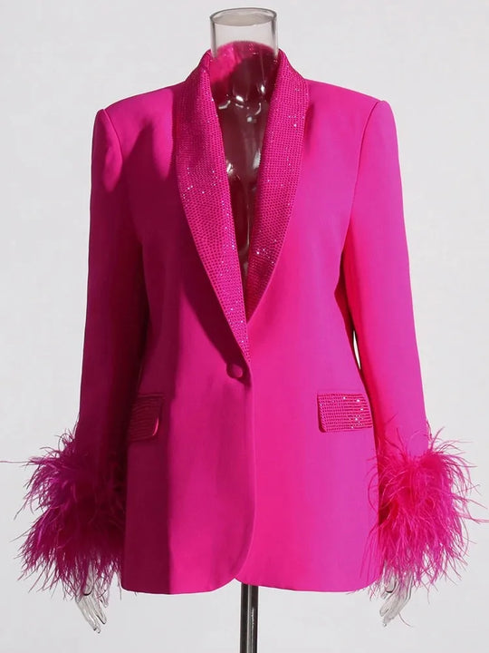 R&B | Langarm Patchwork-Blazer mit Rautenmuster