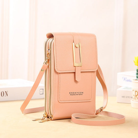 R&B | Leder Smartphone Clutch Damen Handtasche mit Touchscreen-Fenster