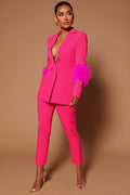 R&B | Blazer mit Federn und Hose Set für Frauen