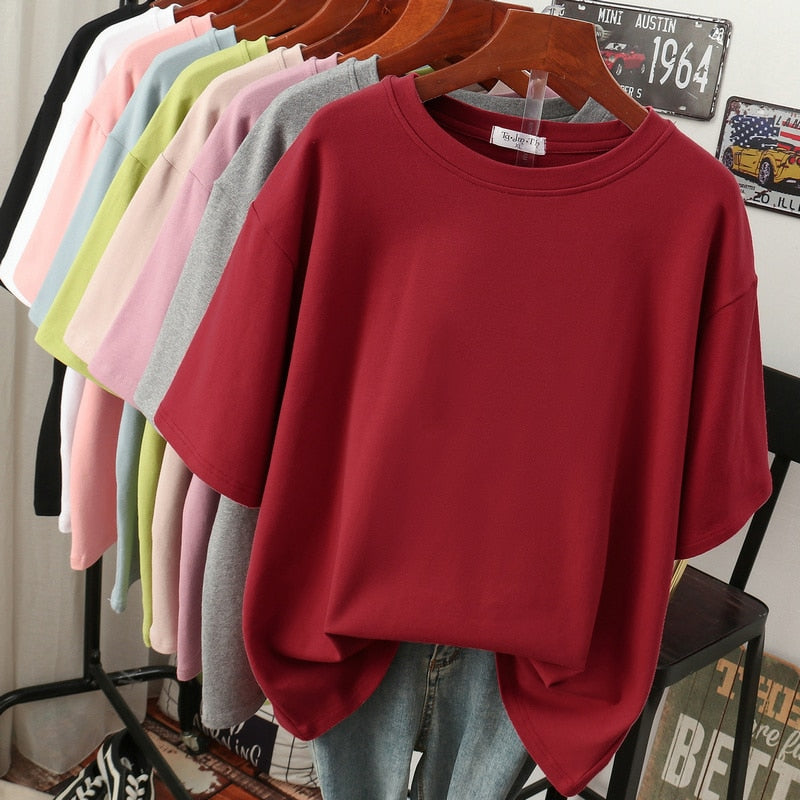 R&B | Oversized Baumwoll-Basic-T-Shirt für Damen