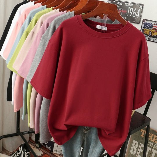 R&B | Oversized Baumwoll-Basic-T-Shirt für Damen