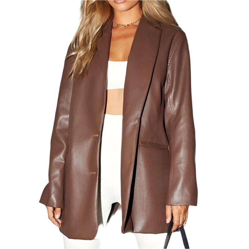 R&B | Vintage Blazer mit Lederlook für Damen