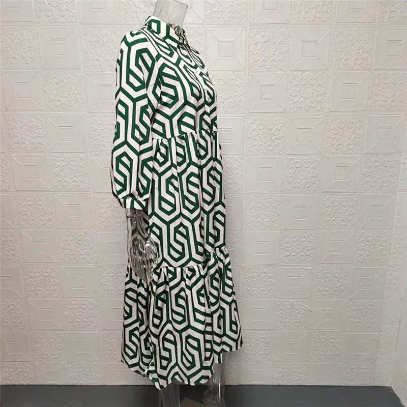 R&B | Langärmliges Kleid Mit Geometrischem Muster