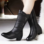 R&B | Knöchellange Stiefel – Lederähnlicher Finish – Seitenreißverschluss – Niedriger Absatz – Taillierter Schnitt
