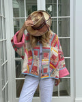R&B | Mantel - Übergröße - Gestepptes Patchwork - Offene Vorderseite - Lässiger Look