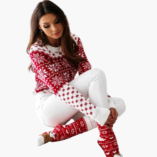 R&B | Winter Pullover Skandinavisches Muster - Modischer Weihnachts- und Freizeit-Strickpullover