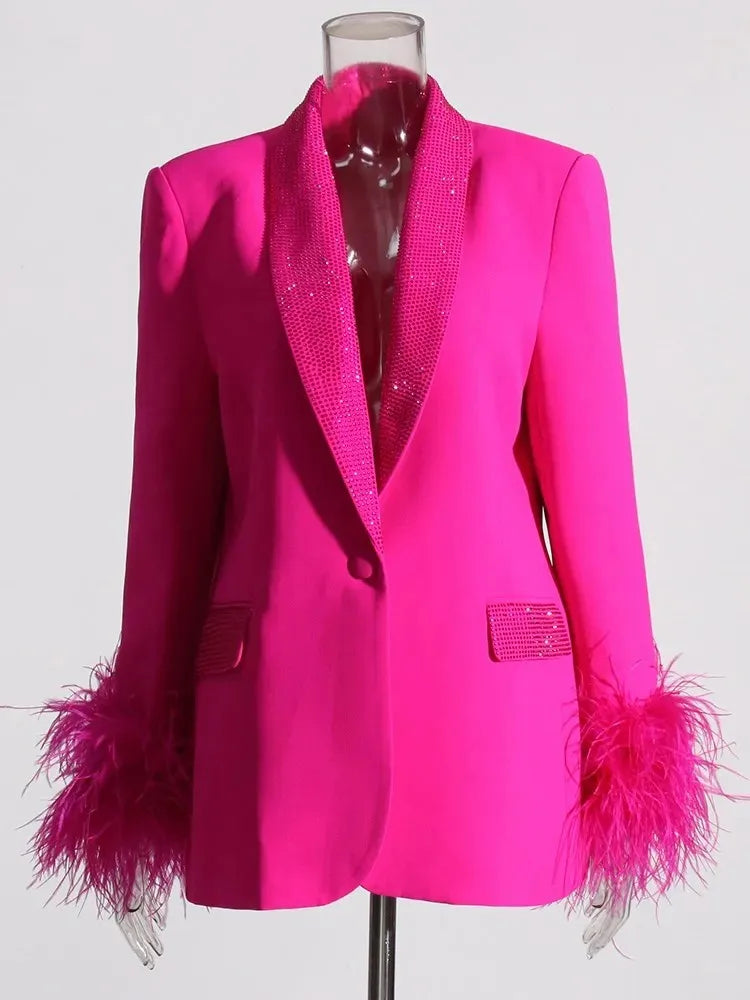 R&B | Langarm Patchwork-Blazer mit Rautenmuster