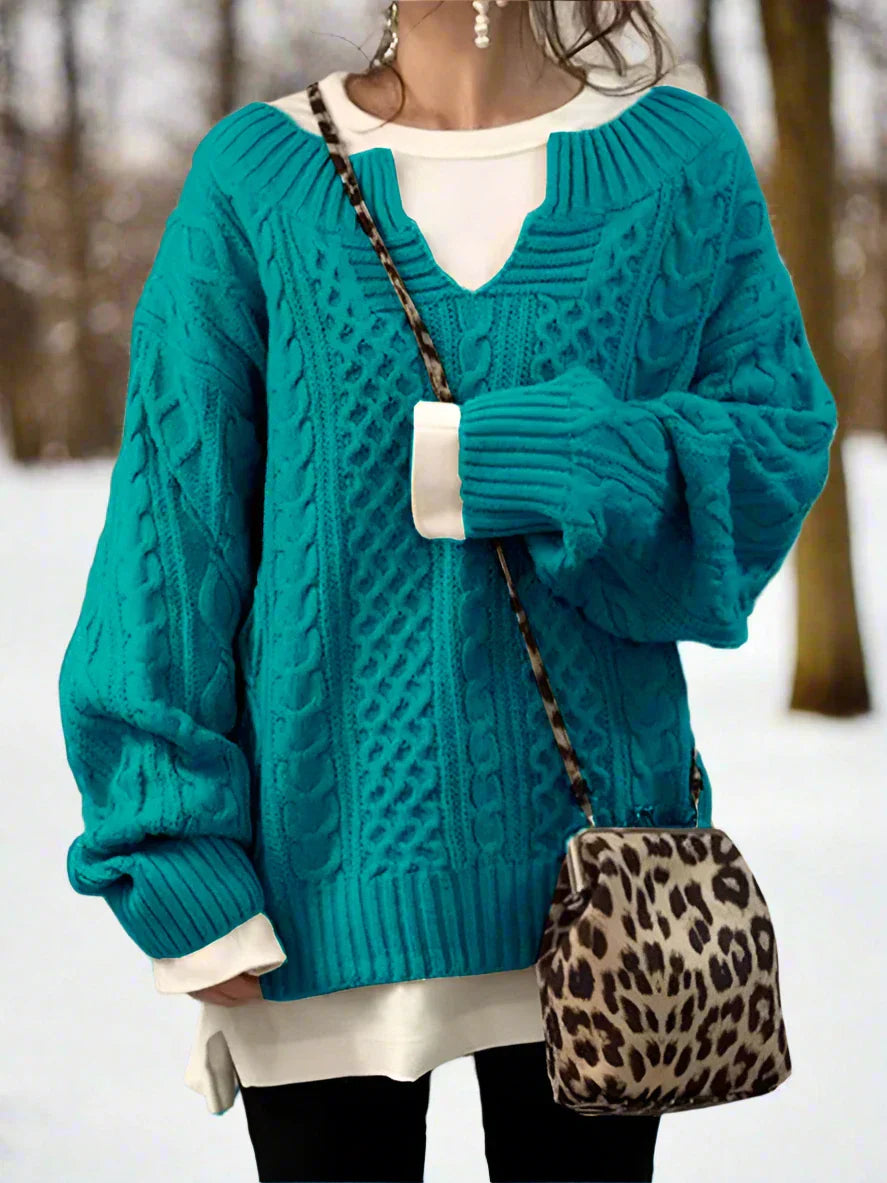 R&B | Wolle Kabelstrickpullover Übergröße Strickpullover