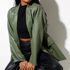 R&B | Vintage Blazer mit Lederlook für Damen