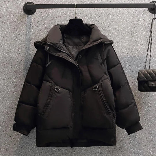R&B | Puffer Jacke - Übergröße Gesteppt Wärme - Kapuze Hoher Kragen - Reißverschlussverschluss