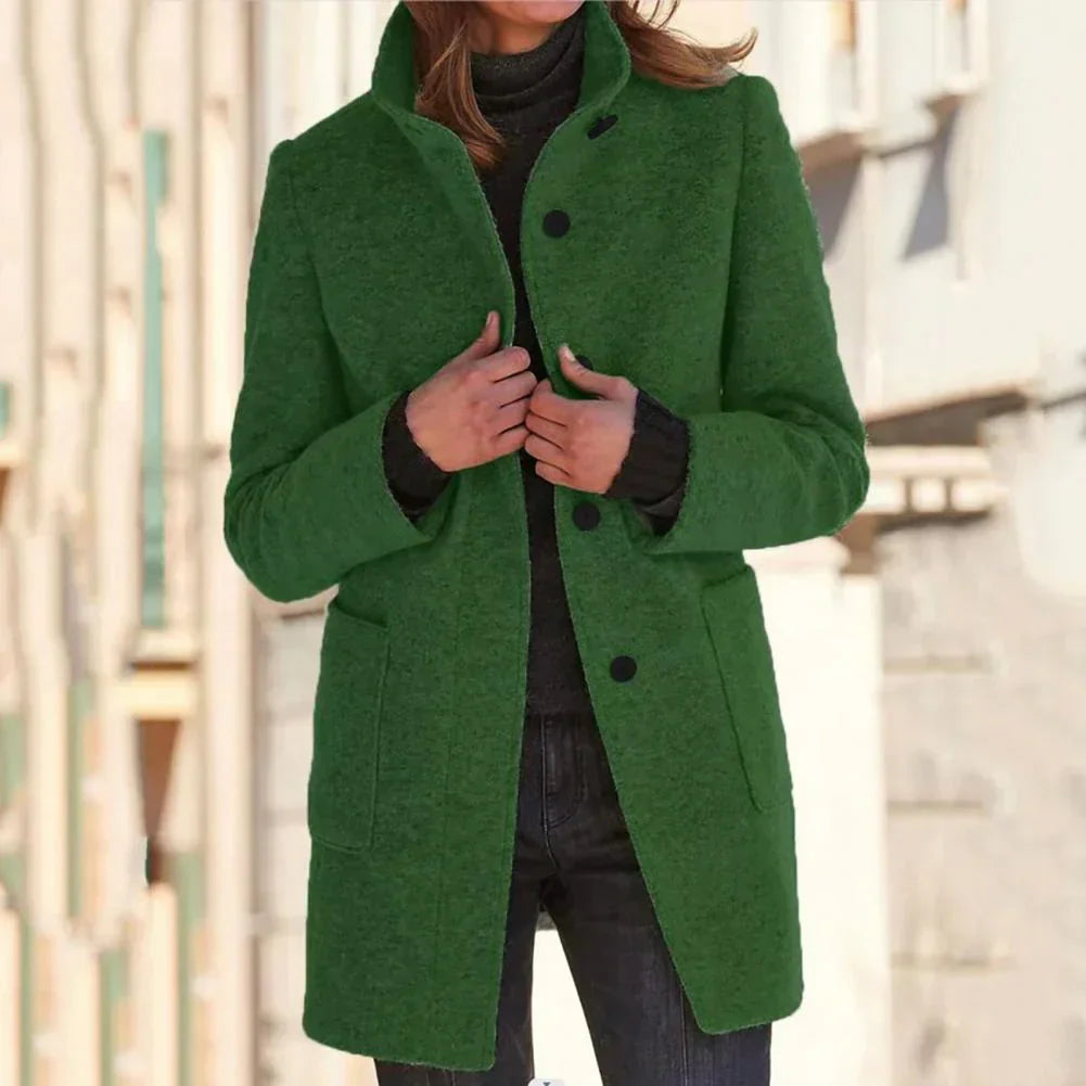 R&B | Elegante Lange Jacke mit Hochgeschlossenem Kragen