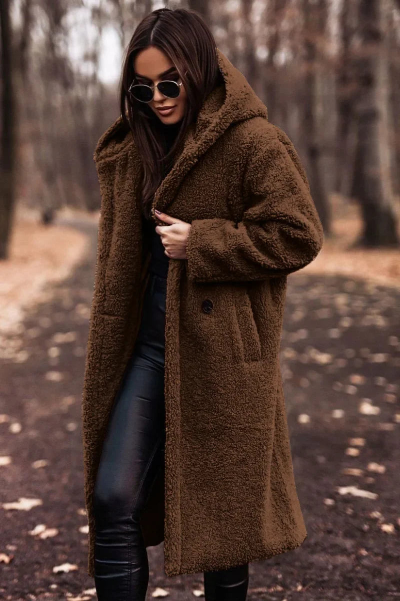 R&B | Damen Winter Kapuze Weich Langer Mantel Warme