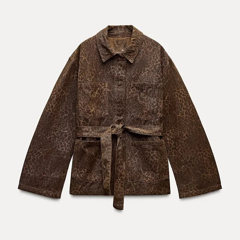 R&B | Jeansjacke mit Leopardenmuster
