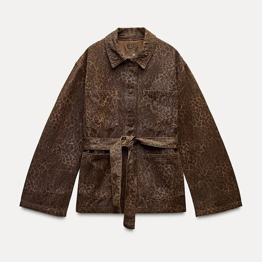 R&B | Jeansjacke mit Leopardenmuster