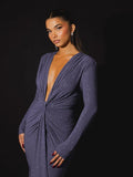 R&B | Glitter V-Ausschnitt Maxikleid