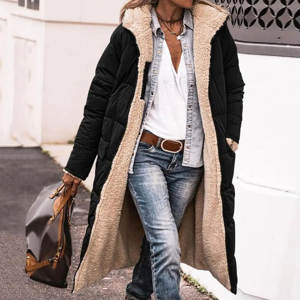 R&B | Wendbare lange Pufferjacke (mit Kapuze)