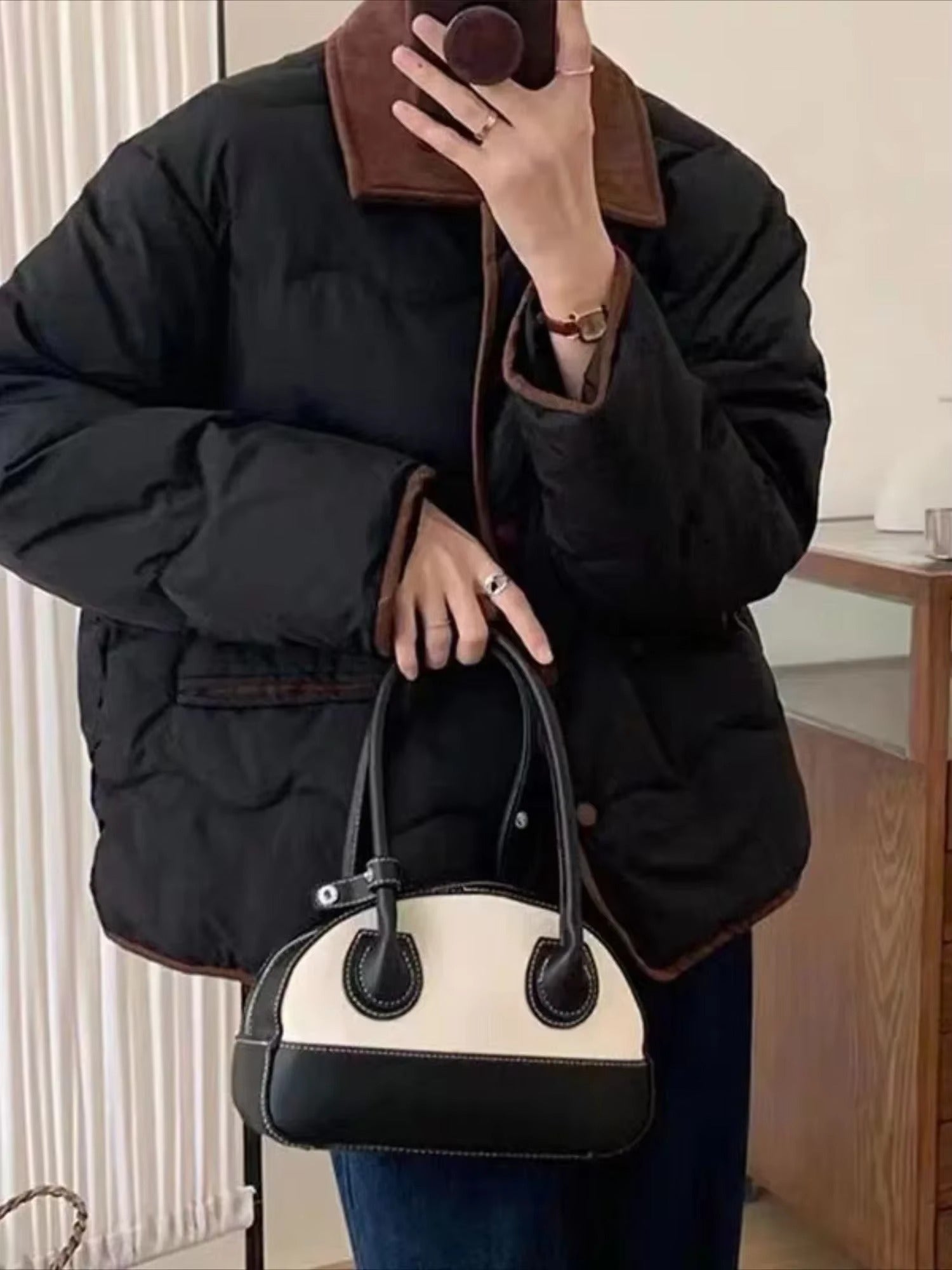 R&B | Steppjacke mit Kragen und Knopfleiste