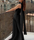 R&B | Patchwork Maxi Kleid Schal Rückenfrei Strapless Rüschen Bankett