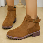 R&B | Lässige Mittel-Absatz-Stiefel mit Klobigem Schnallen-Stil