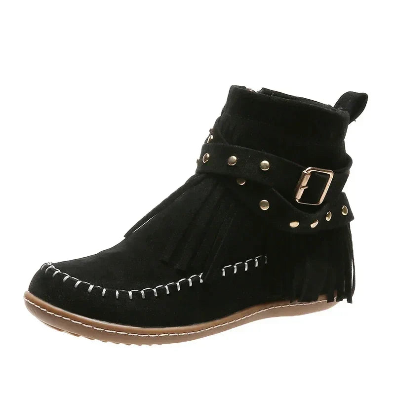 R&B | Runde Zehen Reißverschluss Schnalle Winterstiefel