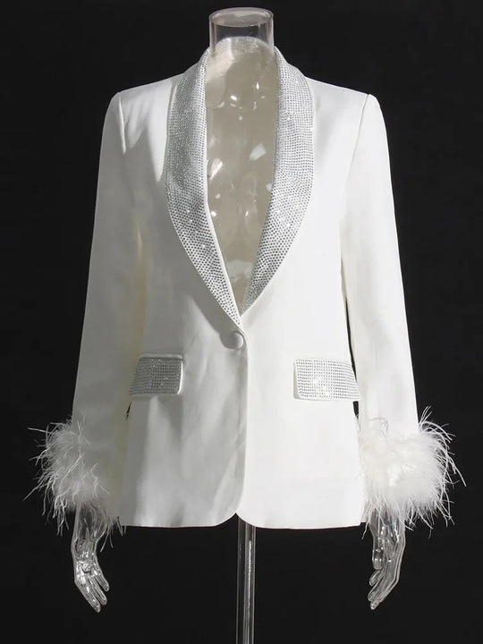 R&B | Langarm Patchwork-Blazer mit Rautenmuster