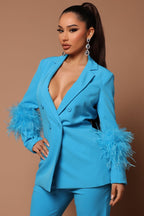 R&B | Blazer mit Federn und Hose Set für Frauen