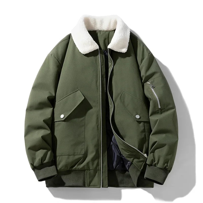 R&B | Winter Bomberjacke mit Modischem Lammfellkragen - Lässiger Stil für Kalte Tage