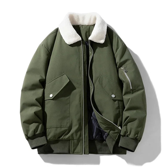 R&B | Winter Bomberjacke mit Modischem Lammfellkragen - Lässiger Stil für Kalte Tage