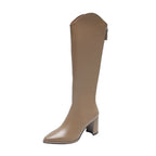 R&B | Kniehohe Stiefel mit Dicken Hohen Absätzen