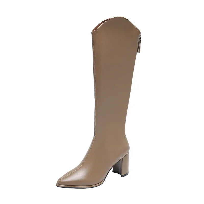 R&B | Kniehohe Stiefel mit Dicken Hohen Absätzen