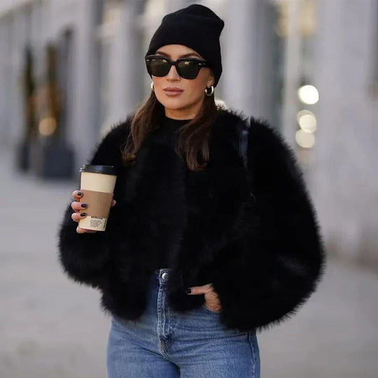 R&B | Kunstfelljacke In Schwarz und Grau