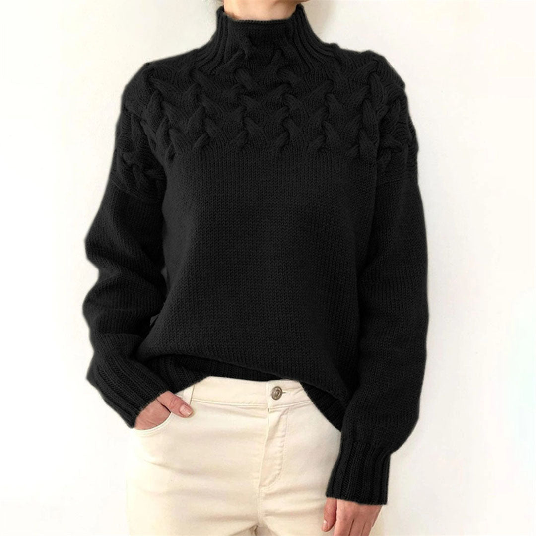 R&B | Damen-Rollkragenpullover mit Zopfmuster
