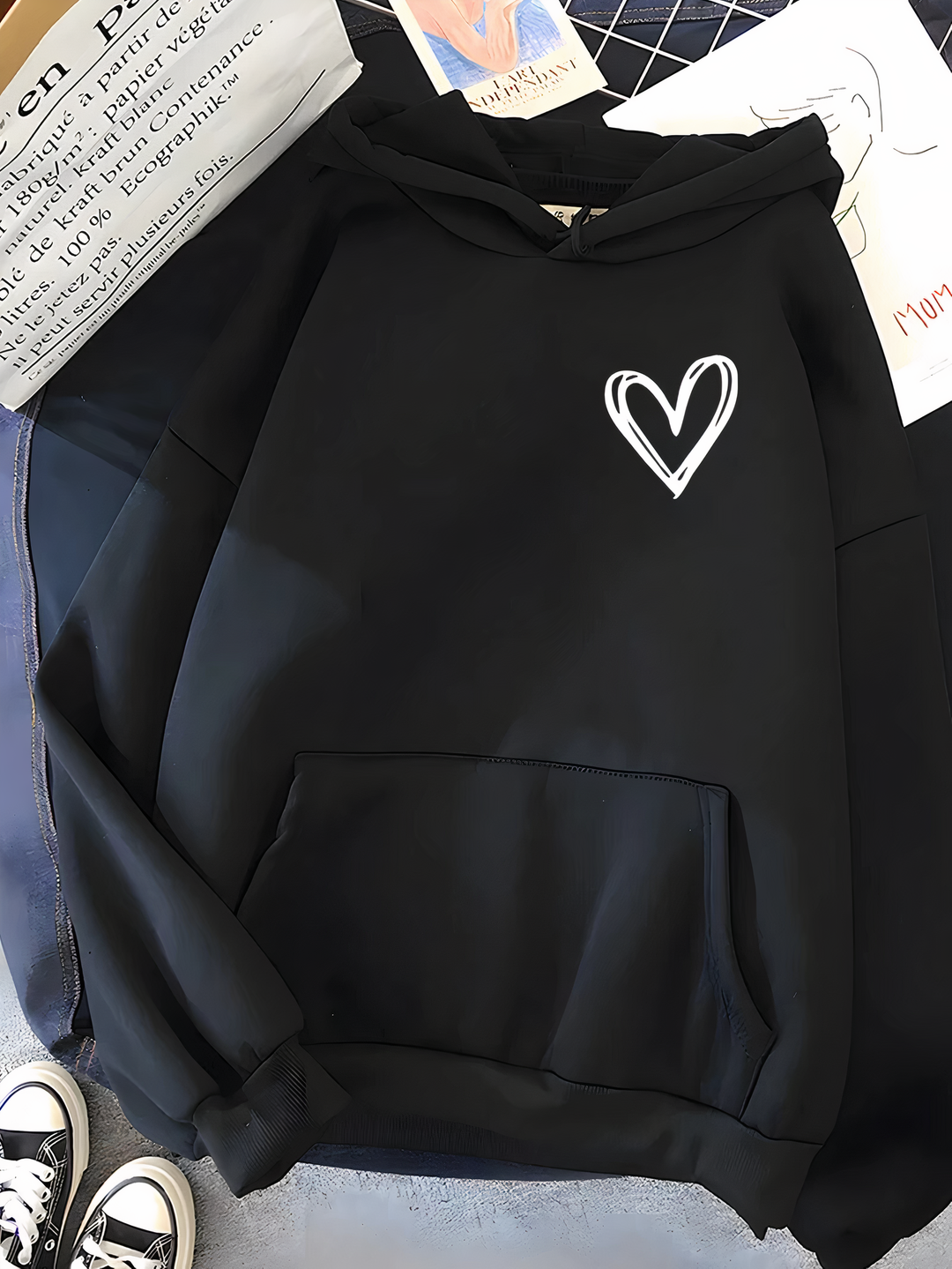 R&B | Kapuzenpullover Mit Herzdruck Für Frauen Saylor