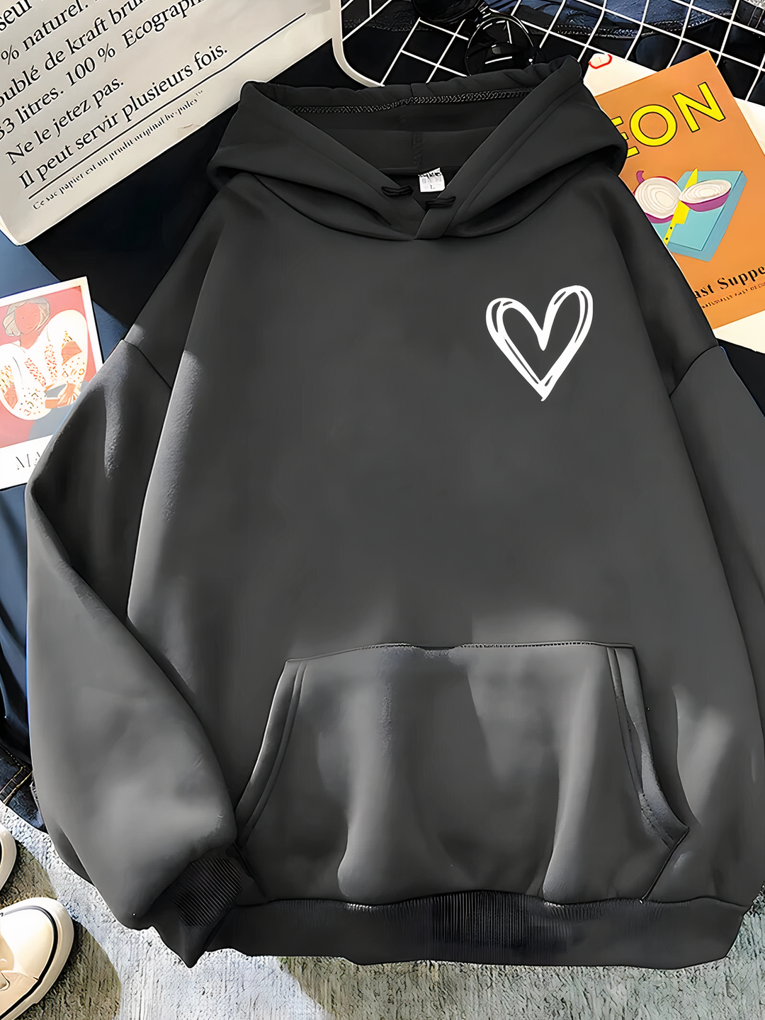 R&B | Kapuzenpullover Mit Herzdruck Für Frauen Saylor