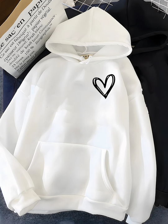 R&B | Kapuzenpullover Mit Herzdruck Für Frauen Saylor